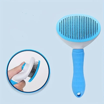 Pet Hair Removal Comb, 1 Count Pet Grooming Brush, Deshedding Tool, One-Click Cleaning Pet Hair Remover, Dog & Cat Grooming Supplies, Dog & Cat Accessories, Groomer Tools