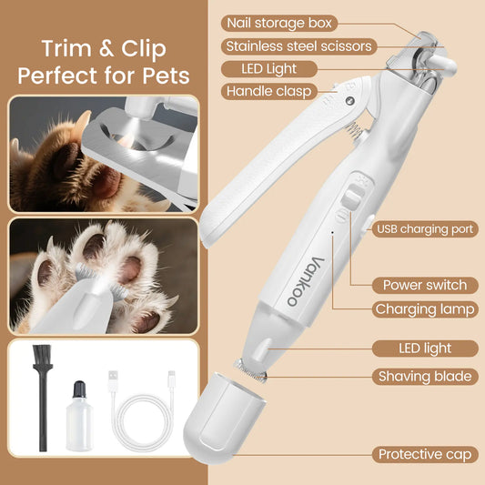 Vankoo 2-In-1 Dog Nail Clipper & Paw Hair Trimmer Kit with LED Light, Pet Paw Trimmer Rechargeable & Waterproof – Small Dog Grooming Clippers– Safe for Dogs & Cats Low Noise Pet Shaver #Summervibes #Petlovers