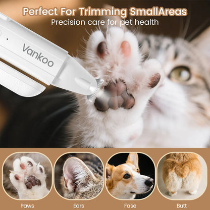 Vankoo 2-In-1 Dog Nail Clipper & Paw Hair Trimmer Kit with LED Light, Pet Paw Trimmer Rechargeable & Waterproof – Small Dog Grooming Clippers– Safe for Dogs & Cats Low Noise Pet Shaver #Summervibes #Petlovers