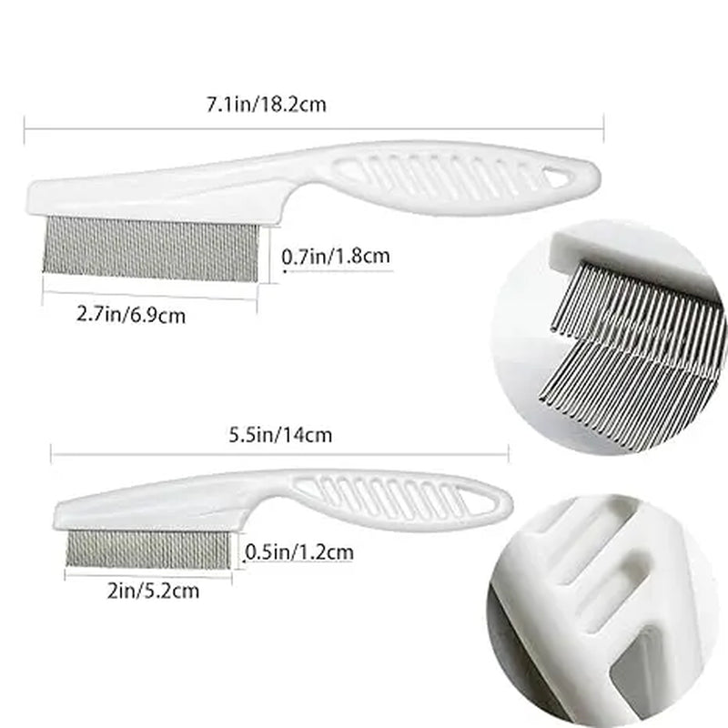 2 Pack Multifunctional Pet Comb, Upgrade Pet Grooming Brush Fine Magic Tear Stain Removal, Fine-Tooth Stainless Massage Comb Kit for Small Puppies and Dogs (White)
