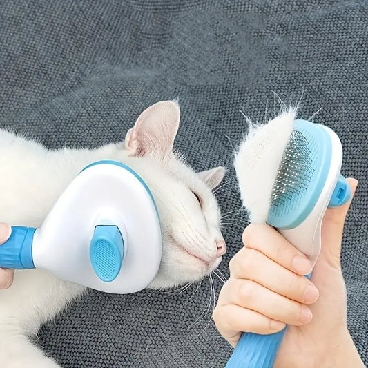 Pet Hair Removal Comb, 1 Count Pet Grooming Brush, Deshedding Tool, One-Click Cleaning Pet Hair Remover, Dog & Cat Grooming Supplies, Dog & Cat Accessories, Groomer Tools