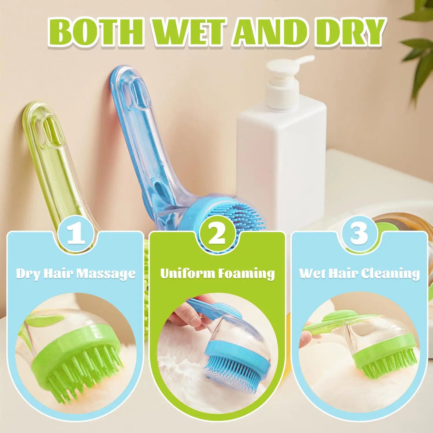 Pet Bath Brush with Shampoo Dispenser for Dogs and Cats - Ergonomic Handle, Gentle Massage Grooming Tool, Easy to Use, Essential Bathing Supply for Pets