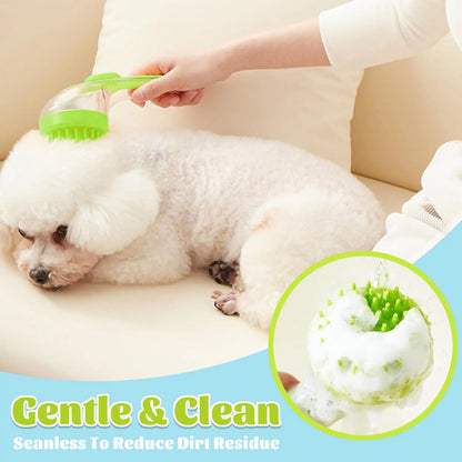 Pet Bath Brush with Shampoo Dispenser for Dogs and Cats - Ergonomic Handle, Gentle Massage Grooming Tool, Easy to Use, Essential Bathing Supply for Pets