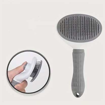 Pet Hair Removal Comb, 1 Count Pet Grooming Brush, Deshedding Tool, One-Click Cleaning Pet Hair Remover, Dog & Cat Grooming Supplies, Dog & Cat Accessories, Groomer Tools